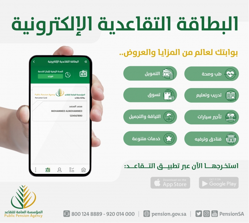 مزايا بطاقة التقاعد الإلكترونية