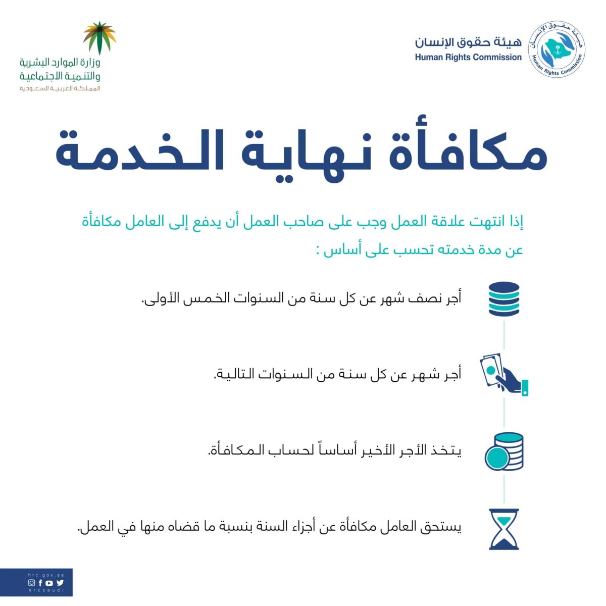 احتساب مكافأة نهاية الخدمة