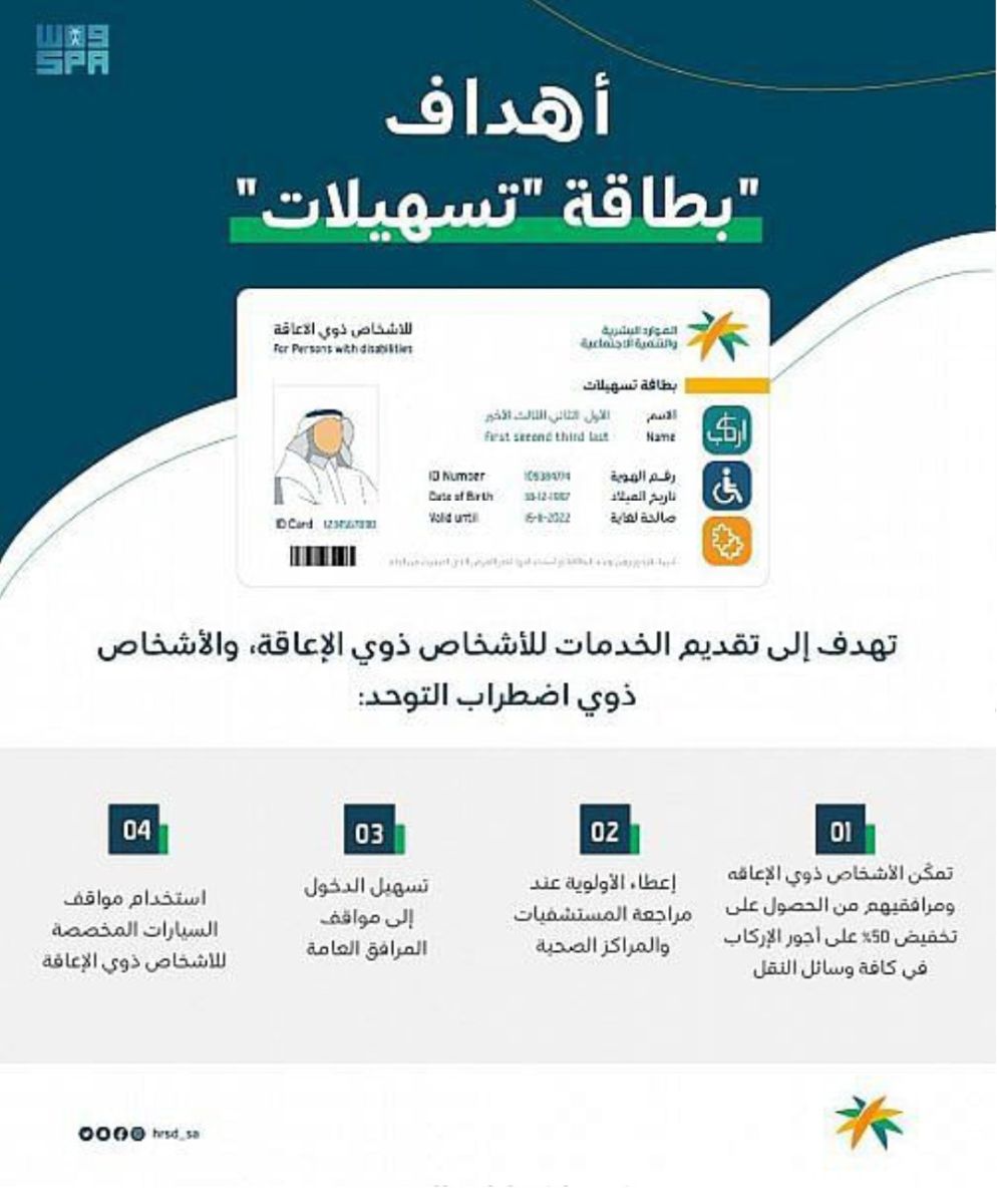مميزات بطاقة ذوي الاحتياجات الخاصة 