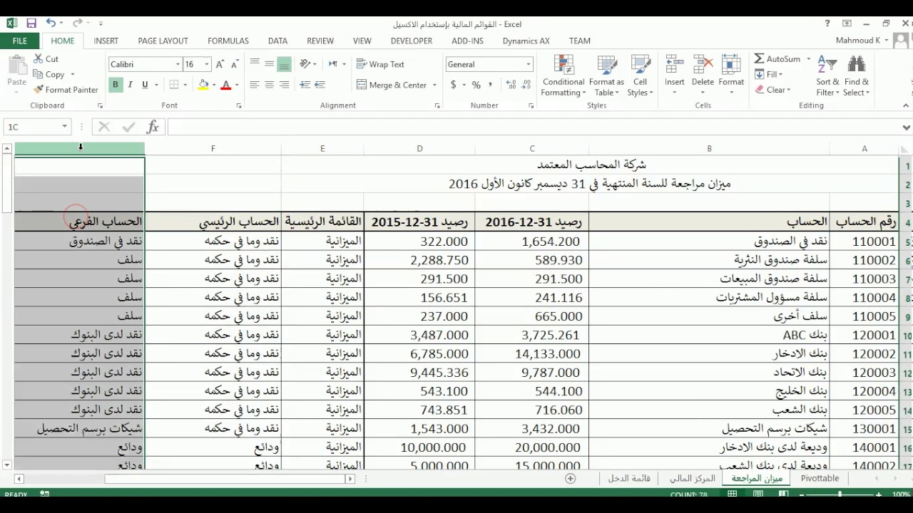 إعداد القوائم المالية الرئيسية 