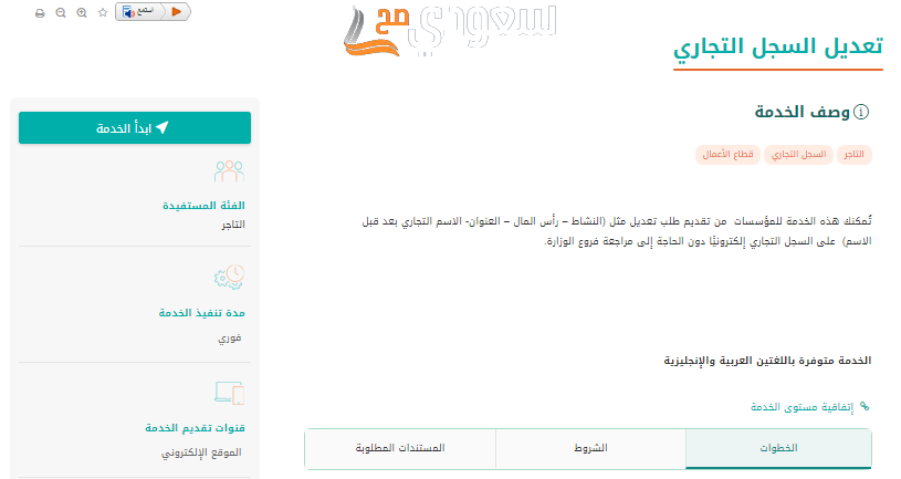 خطوات تعديل الاسم التجاري إلكترونيا بالسعودية